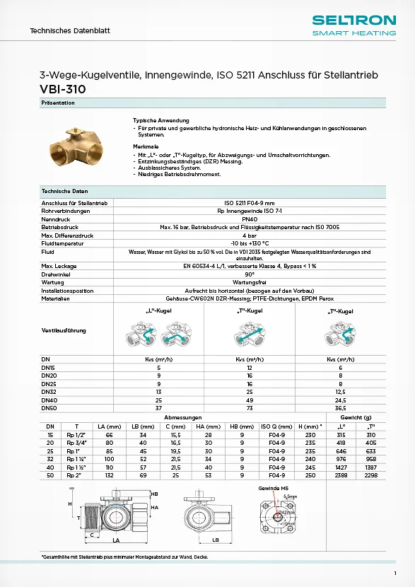 3-potni krogelni ventil VBI-310