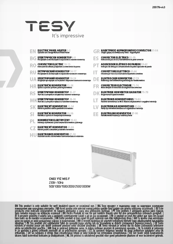 Elektricni konvektor tesy heateco cn03 z mehanskim termostatom navodila