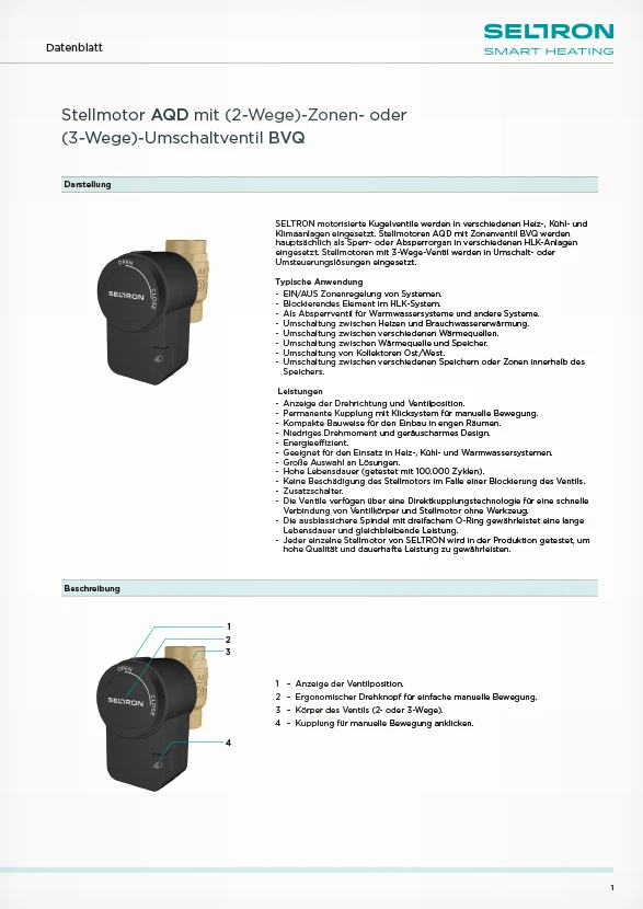 Stellmotor aqd mit zonen oder umschaltventil bvq