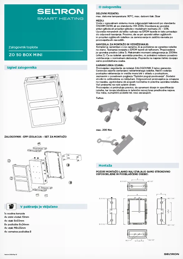 Navodila za seltron zalogovnik toplote zo 50 box mini